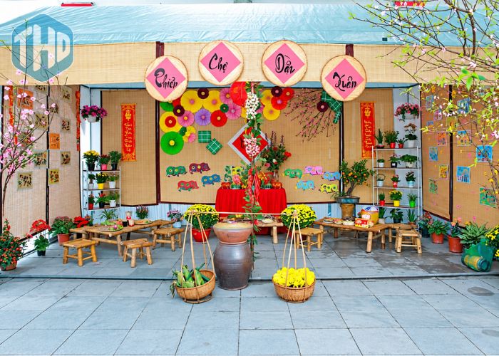 Trang Tri Gian Hang Hoi Cho Xuan Mam Non